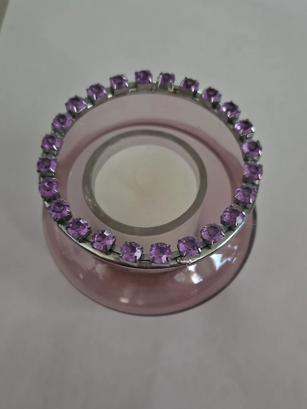 Purple Crystal Jeweled Accented Candle Holder
